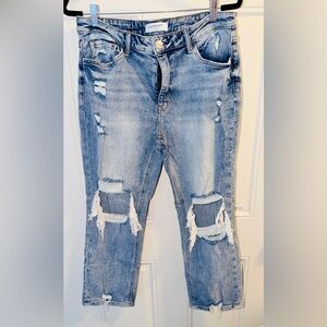 Light Blue Distressed Boyfriend Jeans